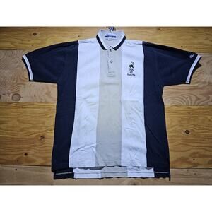 Atlanta Olympics 1996 Collared Polo Black White Striped Pique Shirt Sz L